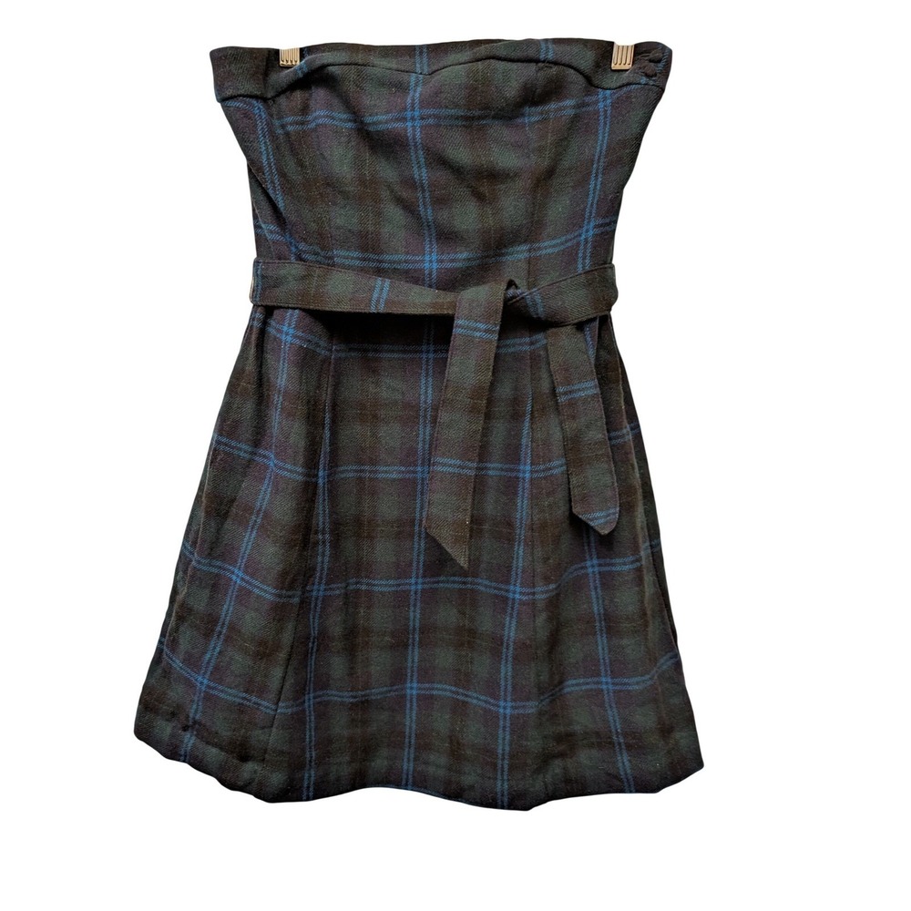Y2K American Eagle Outfitters‎ Plaid Strapless Fit Flare Dress Wool Sz 6 Acadmia
